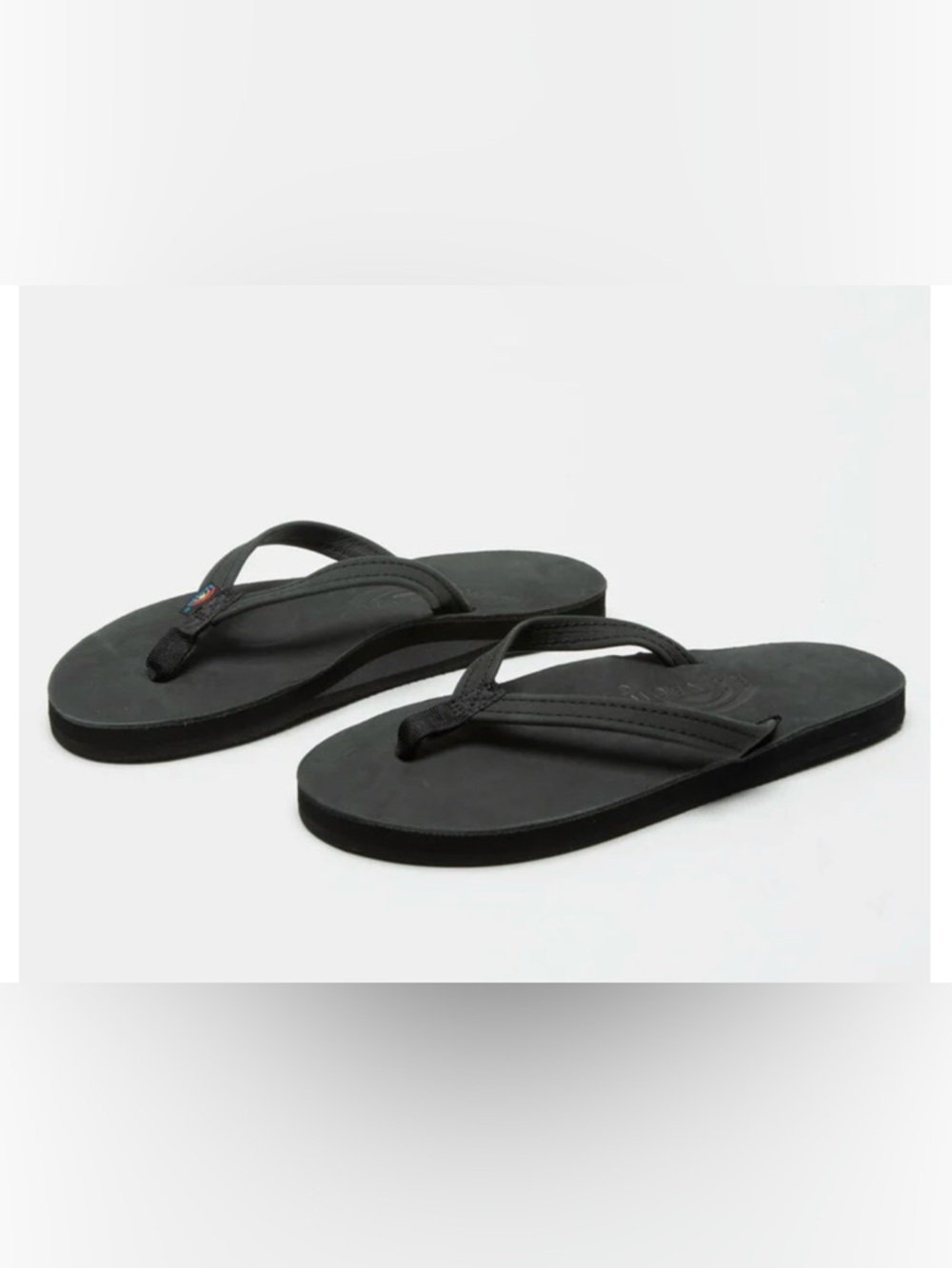 Rainbow Leather Thin Strap Black Flip Flop Sandals - 8